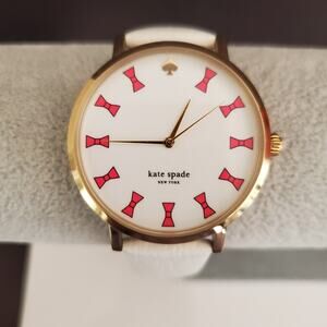 Kate Spade Women's Watch with Pink Bows and White Leather Band
